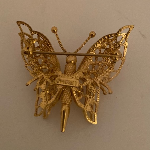 Vintage Monet Gold tone Butterfly Brooch: 1.5” - Picture 4 of 4